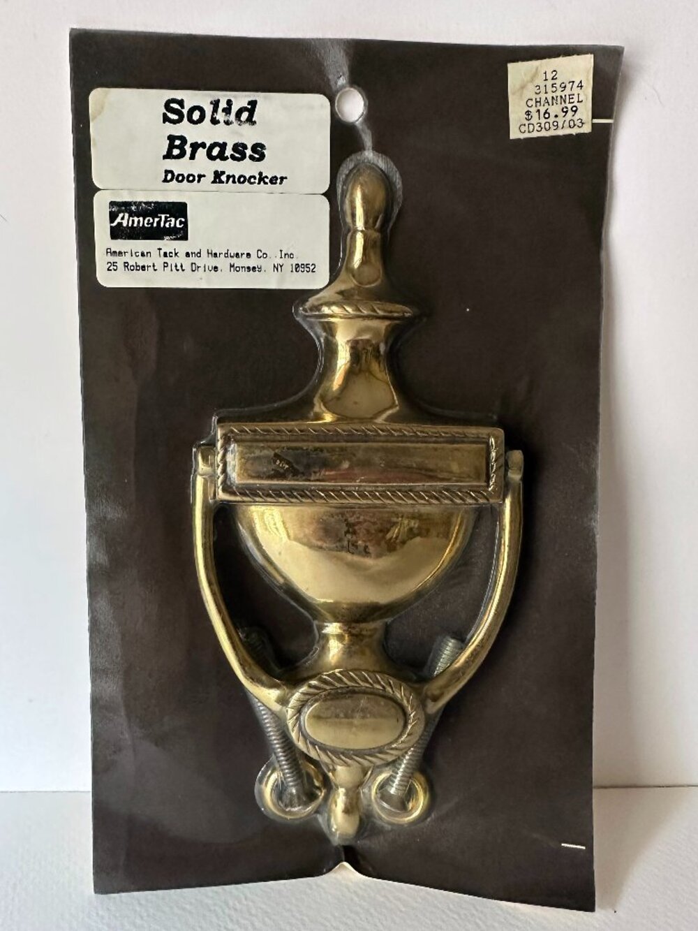 Vintage Solid Brass Door Knocker American Tack & Hardware Co New & Sealed